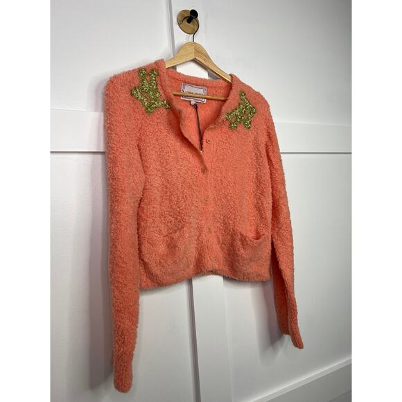 NWT Lingua Franca Nala Beaded Boucle-Knit Button-Down Cardigan Size: Large - Picture 4 of 12